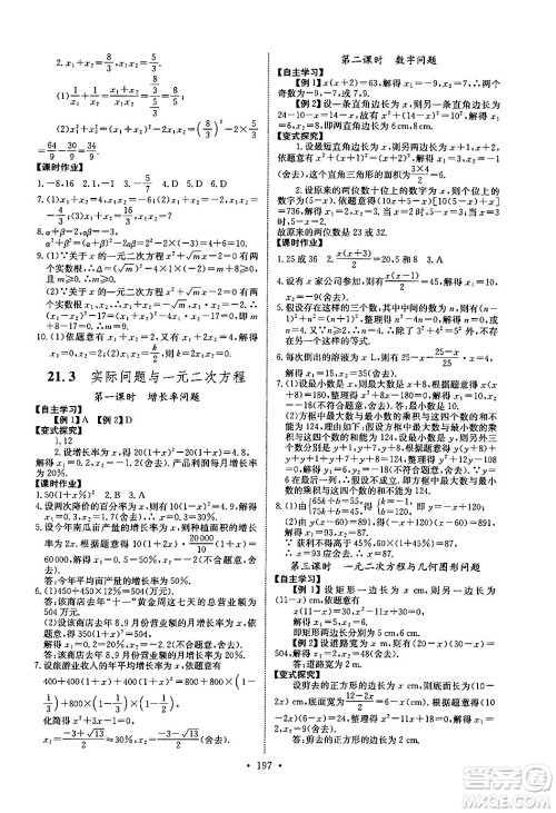 长江少年儿童出版社2025年秋长江全能学案同步练习册九年级数学全一册人教版答案