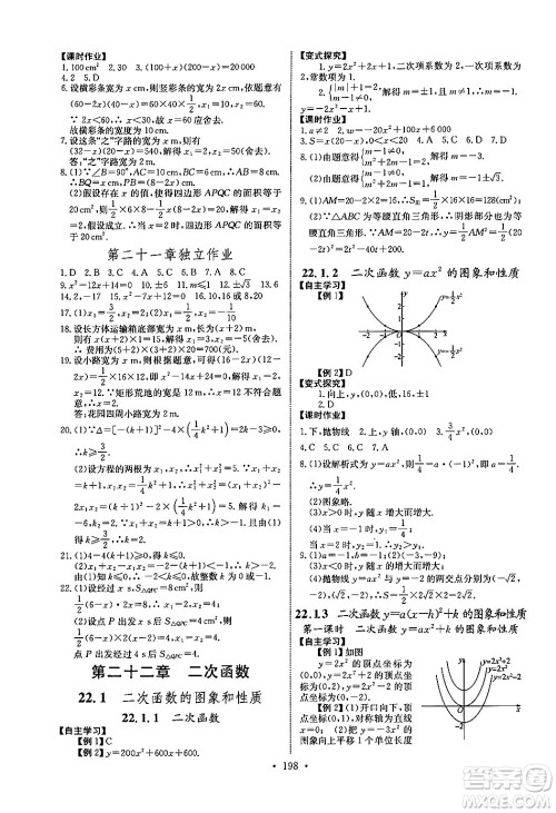 长江少年儿童出版社2025年秋长江全能学案同步练习册九年级数学全一册人教版答案