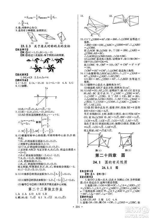 长江少年儿童出版社2025年秋长江全能学案同步练习册九年级数学全一册人教版答案