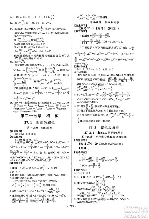 长江少年儿童出版社2025年秋长江全能学案同步练习册九年级数学全一册人教版答案