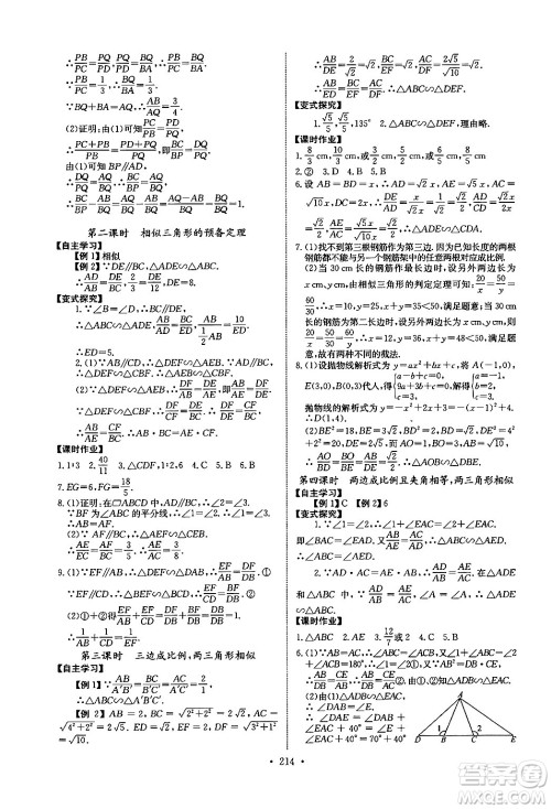 长江少年儿童出版社2025年秋长江全能学案同步练习册九年级数学全一册人教版答案