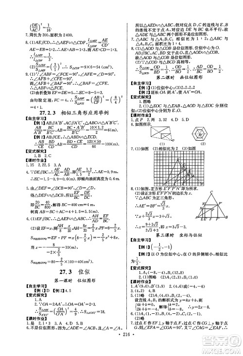 长江少年儿童出版社2025年秋长江全能学案同步练习册九年级数学全一册人教版答案