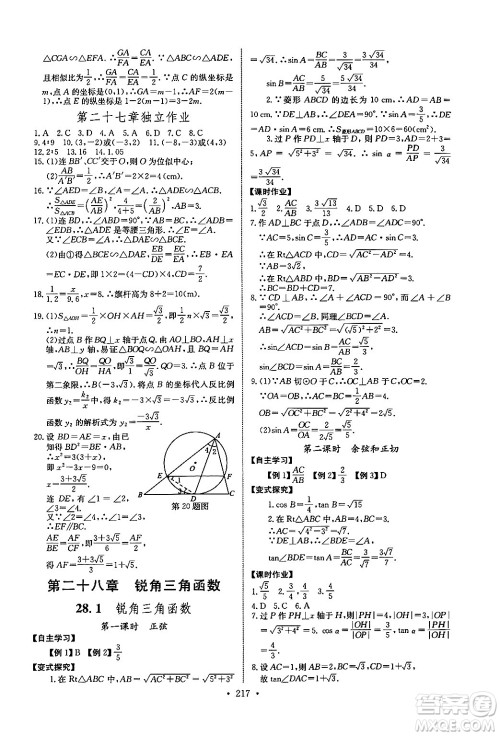 长江少年儿童出版社2025年秋长江全能学案同步练习册九年级数学全一册人教版答案