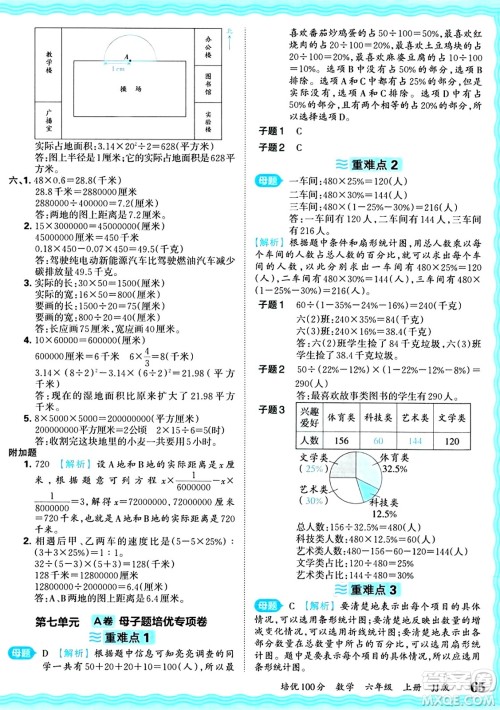 江西人民出版社2024年秋王朝霞培优100分六年级数学上册冀教版答案