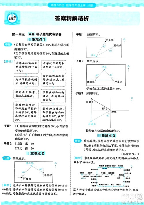 江西人民出版社2024年秋王朝霞培优100分五年级数学上册冀教版答案