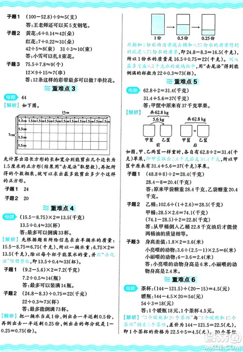 江西人民出版社2024年秋王朝霞培优100分五年级数学上册冀教版答案