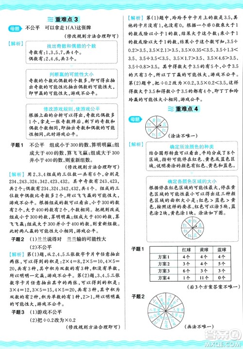 江西人民出版社2024年秋王朝霞培优100分五年级数学上册冀教版答案