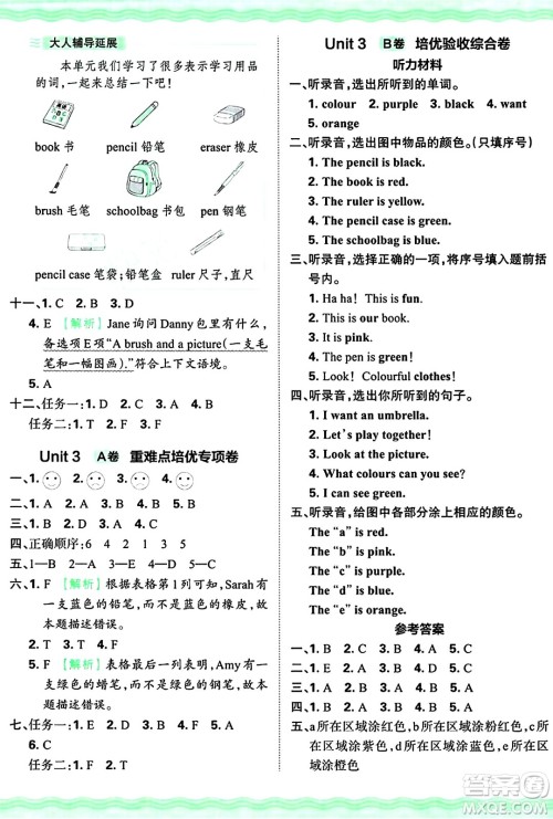 江西人民出版社2024年秋王朝霞培优100分三年级英语上册外研版答案
