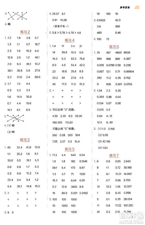 安徽教育出版社2024年秋荣德基星级口算天天练四年级数学上册青岛版五四制答案