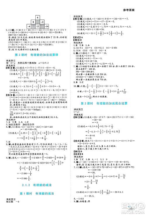 湖南教育出版社2024年秋学法大视野七年级数学上册人教版答案