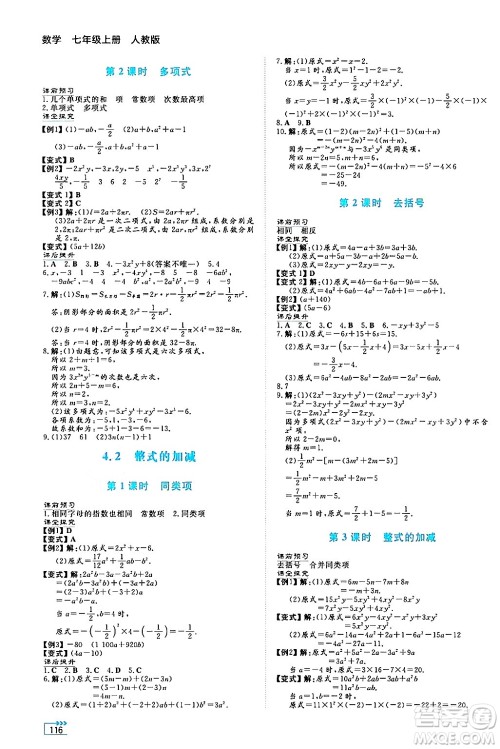 湖南教育出版社2024年秋学法大视野七年级数学上册人教版答案