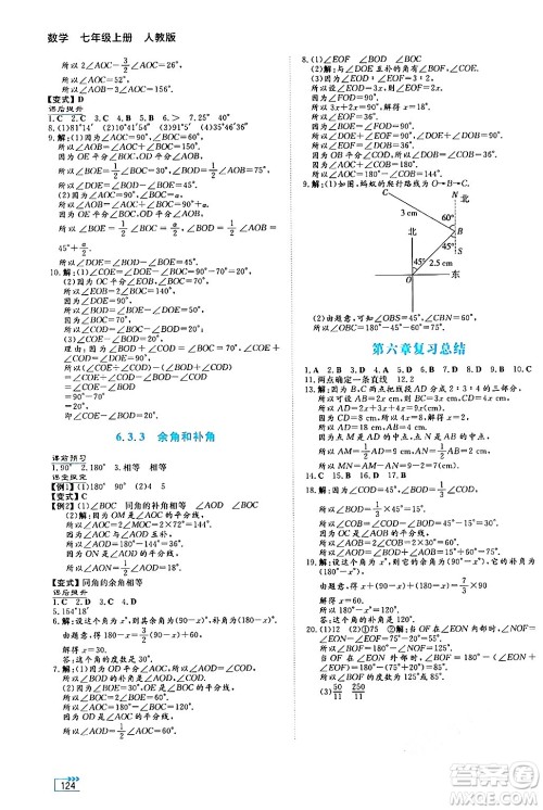 湖南教育出版社2024年秋学法大视野七年级数学上册人教版答案