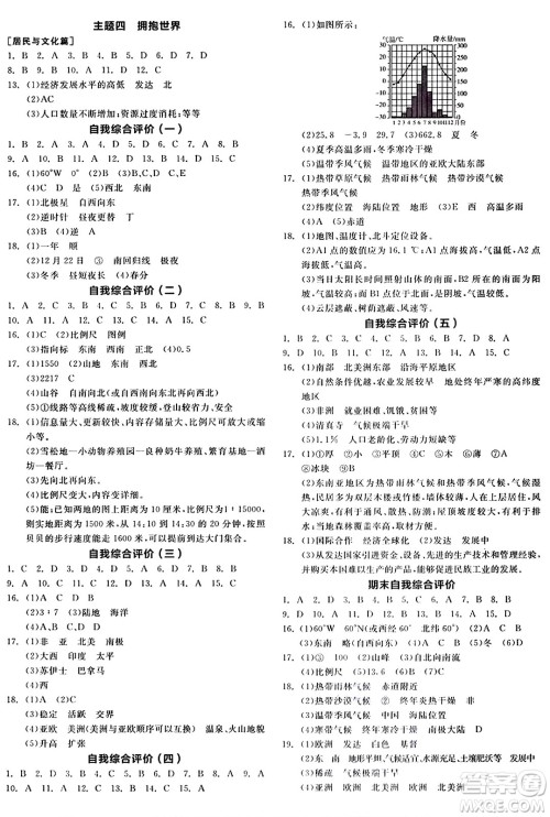 阳光出版社2024年秋全品学练考七年级地理上册人教版答案