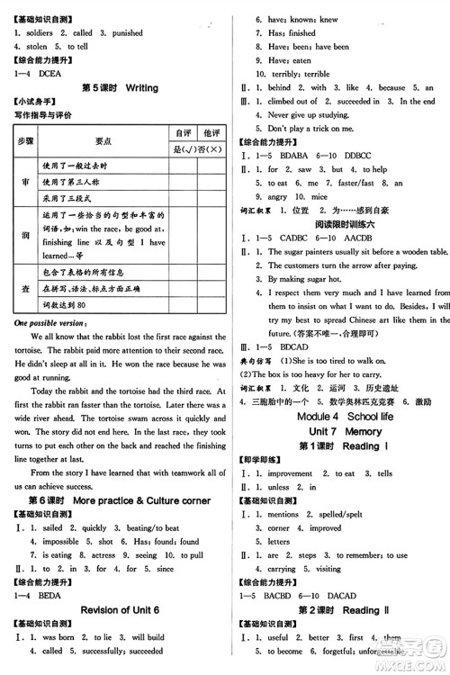 天津人民出版社2024年秋全品学练考八年级英语上册沪教版沈阳专版答案