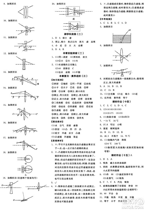 阳光出版社2024年秋全品学练考八年级物理上册苏科版陕西专版答案