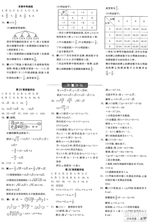 阳光出版社2024年秋全品学练考九年级数学上册华师版答案