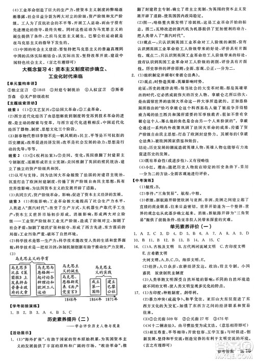 沈阳出版社2024年秋全品学练考九年级世界历史上册通用版答案