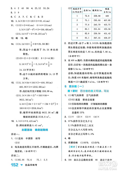 开明出版社2024年秋全品学练考六年级数学上册人教版答案