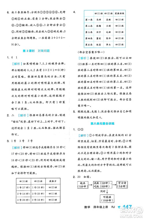 开明出版社2024年秋全品学练考四年级数学上册人教版答案