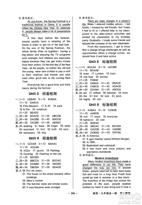 人民教育出版社2025年秋同步导学与优化训练九年级英语全一册人教版答案