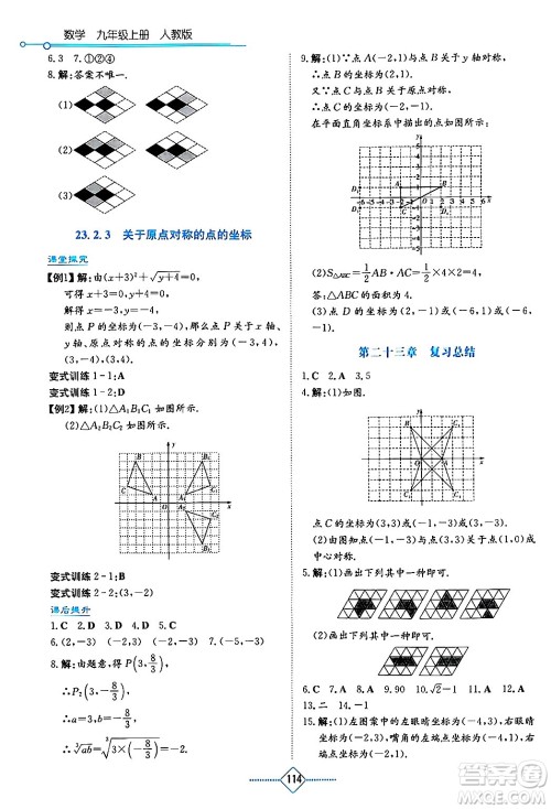 湖南教育出版社2024年秋学法大视野九年级数学上册人教版答案