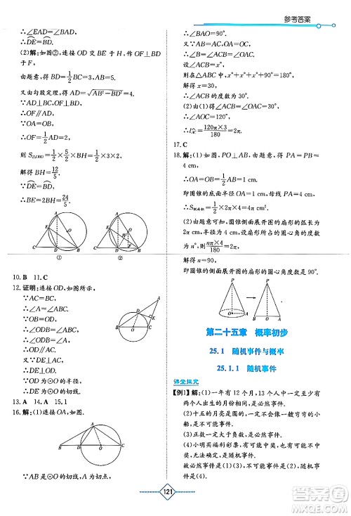 湖南教育出版社2024年秋学法大视野九年级数学上册人教版答案