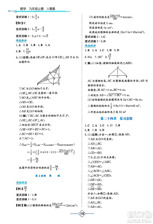 湖南教育出版社2024年秋学法大视野九年级数学上册人教版答案