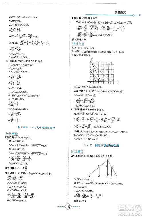 湖南教育出版社2024年秋学法大视野九年级数学上册湘教版答案