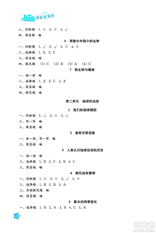 湖南教育出版社2024年秋学法大视野六年级科学上册教科版答案