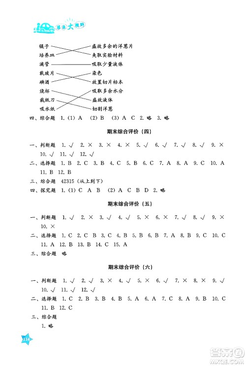 湖南教育出版社2024年秋学法大视野六年级科学上册教科版答案