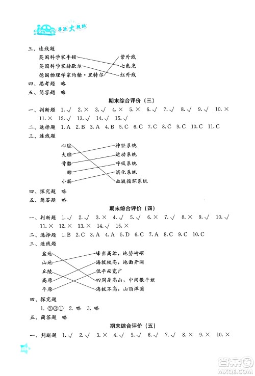 湖南教育出版社2024年秋学法大视野五年级科学上册教科版答案