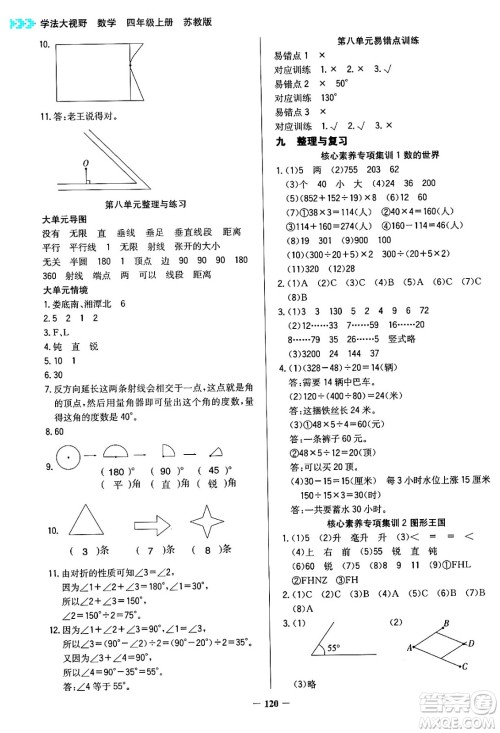 湖南教育出版社2024年秋学法大视野四年级数学上册苏教版答案