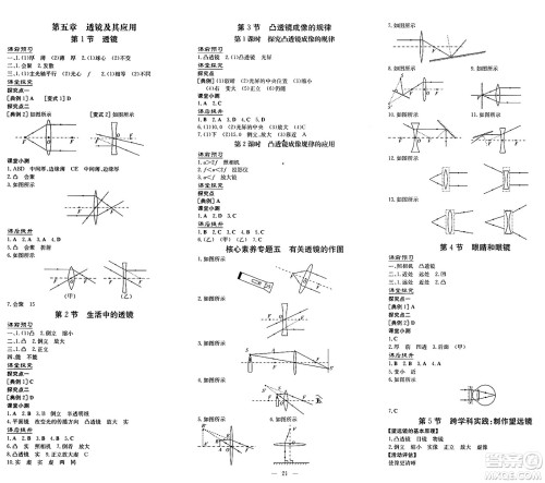 广东教育出版社2024年秋南方新课堂金牌学案八年级物理上册人教版答案