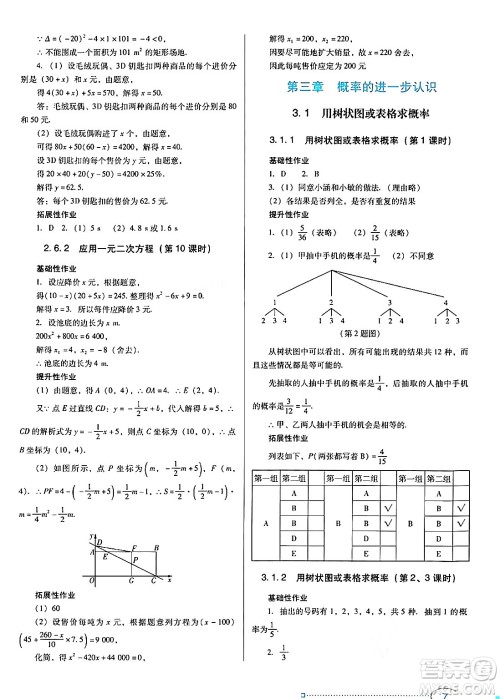 广东教育出版社2024年秋南方新课堂金牌学案九年级数学上册北师大版答案 广东教育出版社2024年秋南方新课堂金牌学案九年级数学上册北师大版答案
