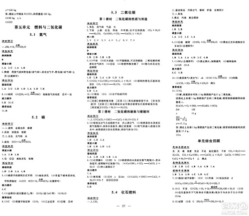广东教育出版社2024年秋南方新课堂金牌学案九年级化学上册科粤版答案