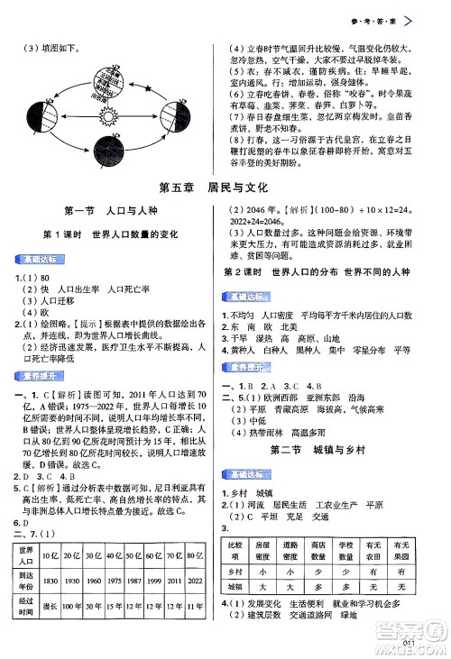 天津教育出版社2024年秋学习质量监测七年级地理上册人教版答案