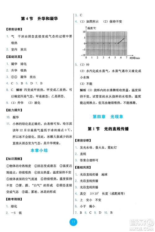 人民教育出版社2024年秋能力培养与测试八年级物理上册人教版答案