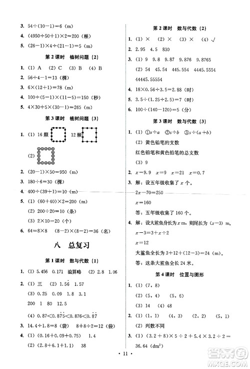 人民教育出版社2024年秋能力培养与测试五年级数学上册人教版湖南专版答案