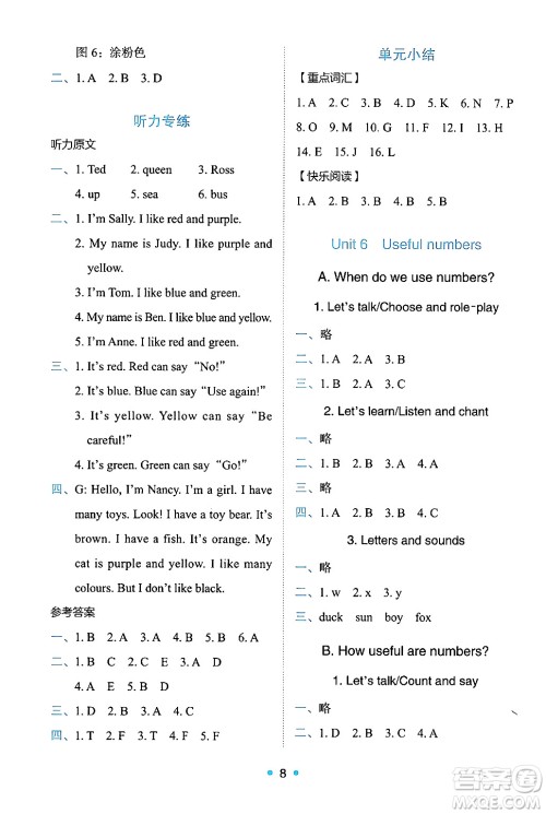 人民教育出版社2024年秋能力培养与测试三年级英语上册人教PEP版答案