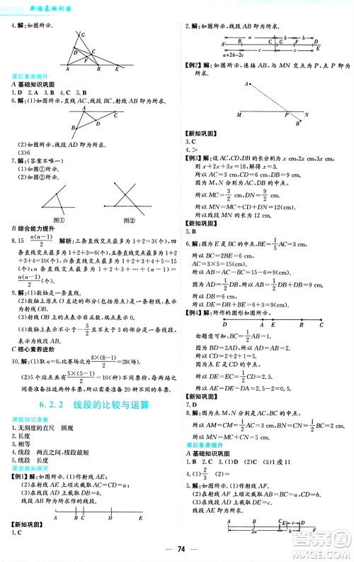 安徽教育出版社2024年秋新编基础训练七年级数学上册人教版答案