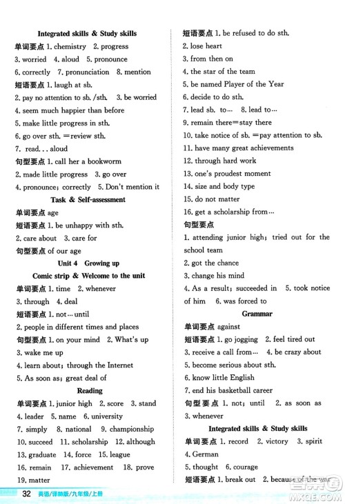 安徽教育出版社2024年秋新编基础训练九年级英语上册译林版答案 安徽教育出版社2024年秋新编基础训练九年级英语上册译林版答案