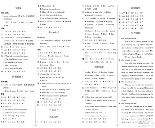 人民教育出版社2024年秋小学同步测控优化设计六年级英语上册人教PEP版增强版三起点答案