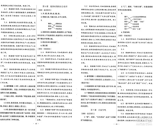 人民教育出版社2024年秋初中同步测控优化设计七年级中国历史上册人教版答案