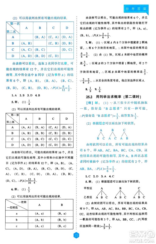 辽海出版社2024年秋新课程能力培养九年级数学上册人教版答案