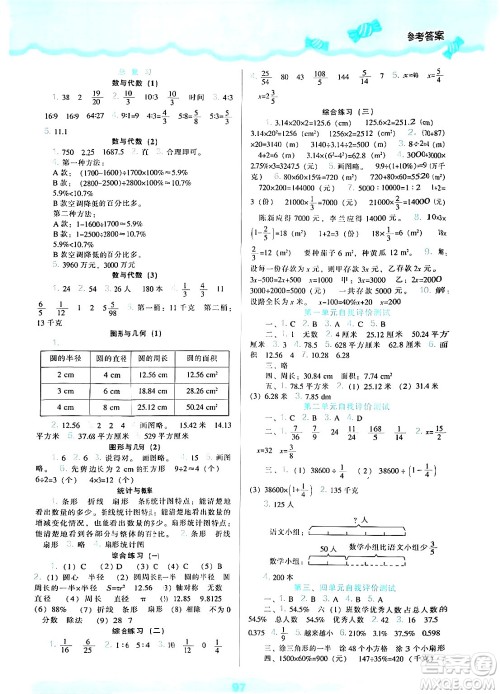 辽海出版社2024年秋新课程能力培养六年级数学上册北师大版答案