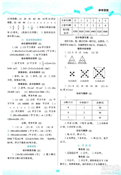 辽海出版社2024年秋新课程能力培养五年级数学上册北师大版答案