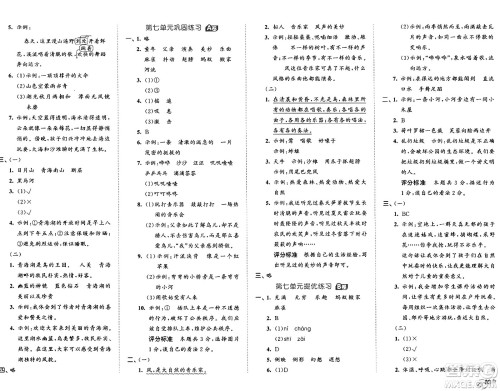 首都师范大学出版社2024年秋53全优卷三年级语文上册通用版答案