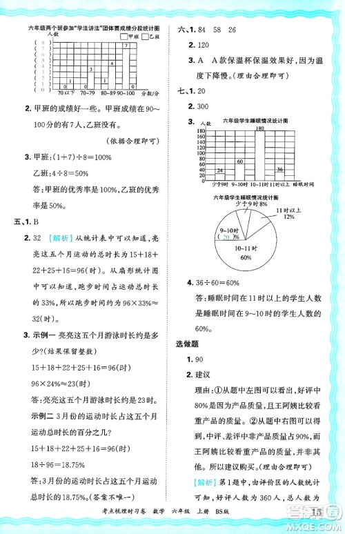 江西人民出版社2024年秋王朝霞考点梳理时习卷六年级数学上册北师大版答案