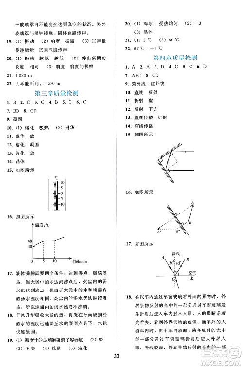 人民教育出版社2024年秋同步轻松练习八年级物理上册人教版答案