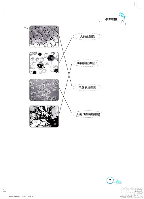 湖北教育出版社2024年秋长江作业本课堂作业五年级科学上册人教版答案